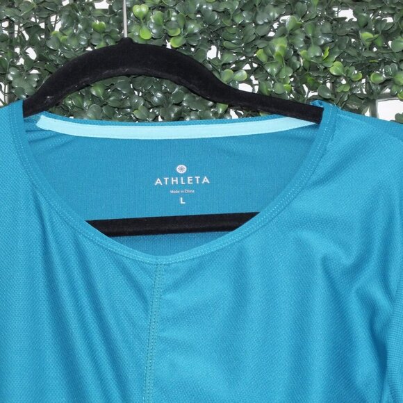 Athleta Wildly Wick It Teal Shirt Size Large - Picture 3 of 13